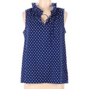 J Crew Blue White dot blouse s12
